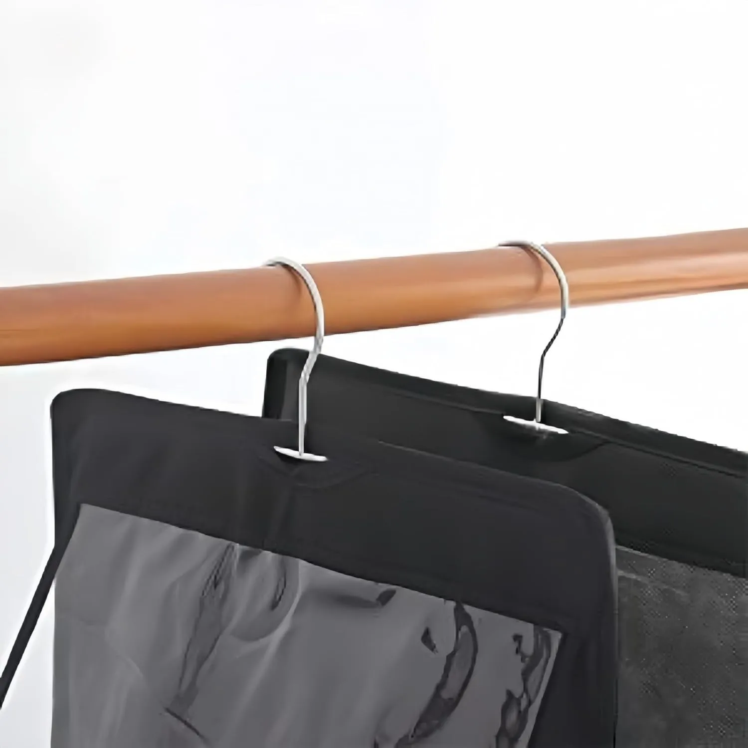 HAN SHENG 2 Pcs 6 Pockets Hanging Purse Handbag Organizer Clear Hanging Shelf Bag Collection Storage Holder Purse Bag Wardrobe Closet Space Saving Organizers (Black)