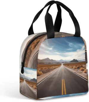 Hand-held Lunch Bag,Desert Landscape Highway Print Lunch Box Bag,fresh Lunch Box Handbag,large Capacity Lunch Bag