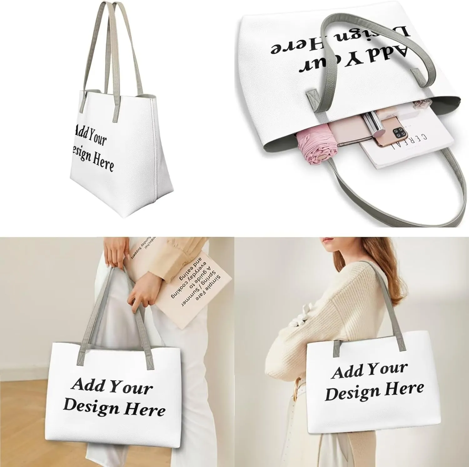 Handbags Pu Leather Shoulder Tote Bag for Women with Wristlet Wallet Purse and Cosmetic Travel Bag Set of 3