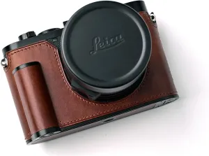 Handmade Genuine Leather Camera Case for Leica Q3/Leica Q3 Camera Case/Leica Q3 Case/Q3 Case - Top Layer Cowhide Body   Metal Base Plate   Hand Shank Design (Museum-c-Brown)