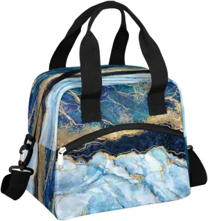 Happy Carbonate Rocks Pattern Lunch Bag for Women Men Reusable Durable Insulated Lunch Box for Work Office Picnic Beach Hiking Lunch Tote Bag with Adjustable Shoulder Strap