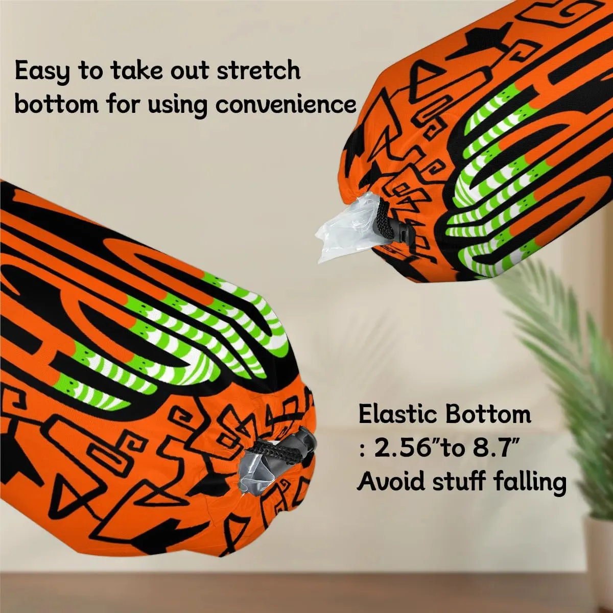 Happy Halloween Topic Plastic Bag Holders Set of 2 Wall Mount Plastic Bag Organizer Grocery Bag Storage Dispenser Washable Large Shopping Bag Carrier for Home Kitchen Travel