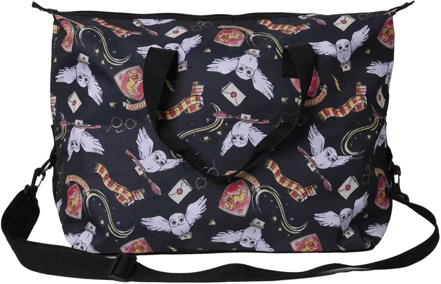 Harry Potter Tote Duffel Bag Hogwarts All Over Print Carry On Travel (Black), hpct23aj