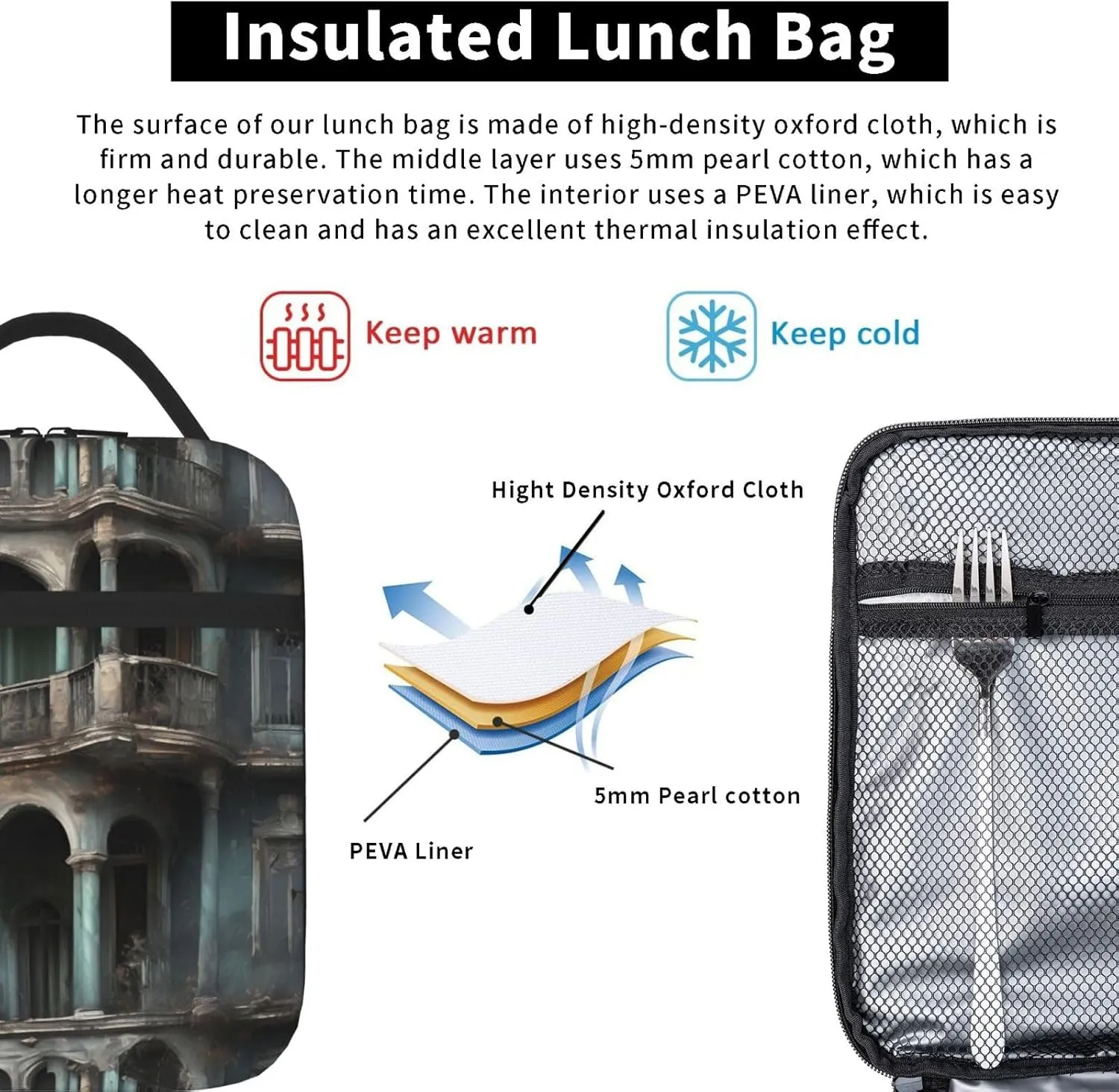 Haunted Mansions Lunch Bag For Men Women Insulated Lunchbox Ideal For Work Gym Picnic Days