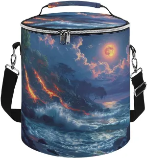 Hawaii Volcanic Eruption Lava in Moon Insulated Lunch Bag Reusable Cooler Tote Bag for Camping Picnic Beach Work