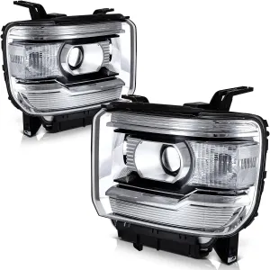 Headlight Assembly Fits For 2014-2015 for GMC Sierra 1500 2015-2019 for GMC Sierra 2500 HD 2015-2019 for GMC Sierra 3500 HD Headlamp Driver and Passenger Side