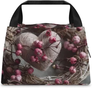 Heart Shape Surrounded Lunch Bag for Women Men Reusable Lunch Tote Bags Insulated Lunch Box Large Capacity Lunchbox Cooler Lunch Container for Work Office Picnic Travel
