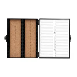 Heathrow Scientific HS15994G Premium Microscope Slide Box, 100-Place, Cork, ABS, Black, 208mm Length, 175mm Width, 34mm Height
