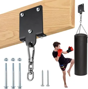 Heavy Duty Punching Bag Hanger, Boxing Bag Beam Mount, Heavy Bag Ceiling Mount, 360 Degrees Rotation Metal Hanging Hook for Punching Bag, Gym Swing, Trapeze, Hammock, Pilates