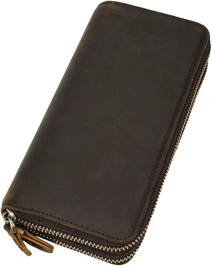 Hebetag Leather Clutch Purse Wallet for Men Organizer Holder Wrist Bag