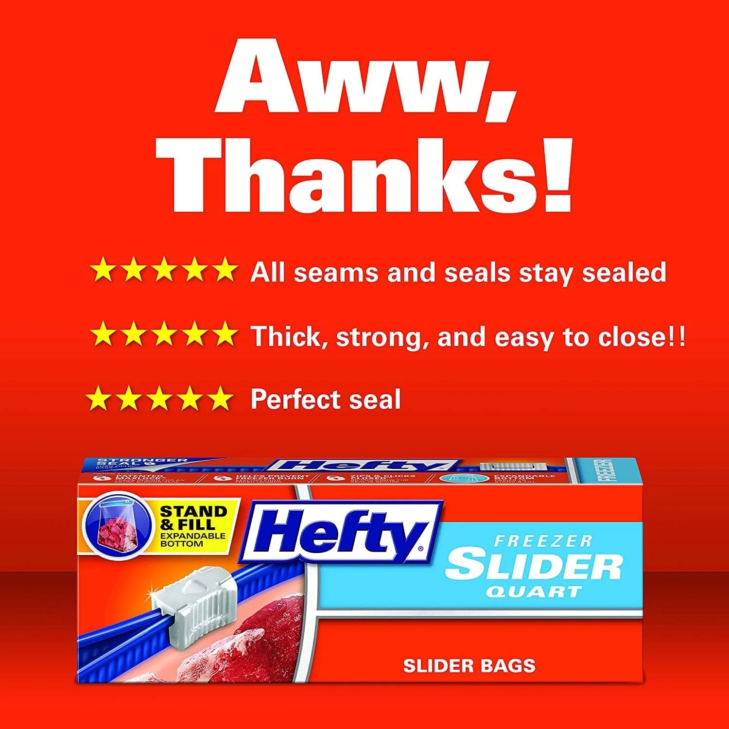 Hefty Freezer Slider Bags, Quart, 15 CT (Pack - 3)