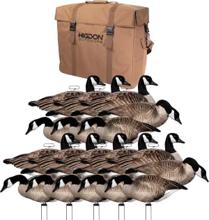 Higdon Outdoors 24pk Fully Flocked Flats Magnum Canada Goose Motion Silhouette Decoys with Self Standing Decoy Bag Bundle