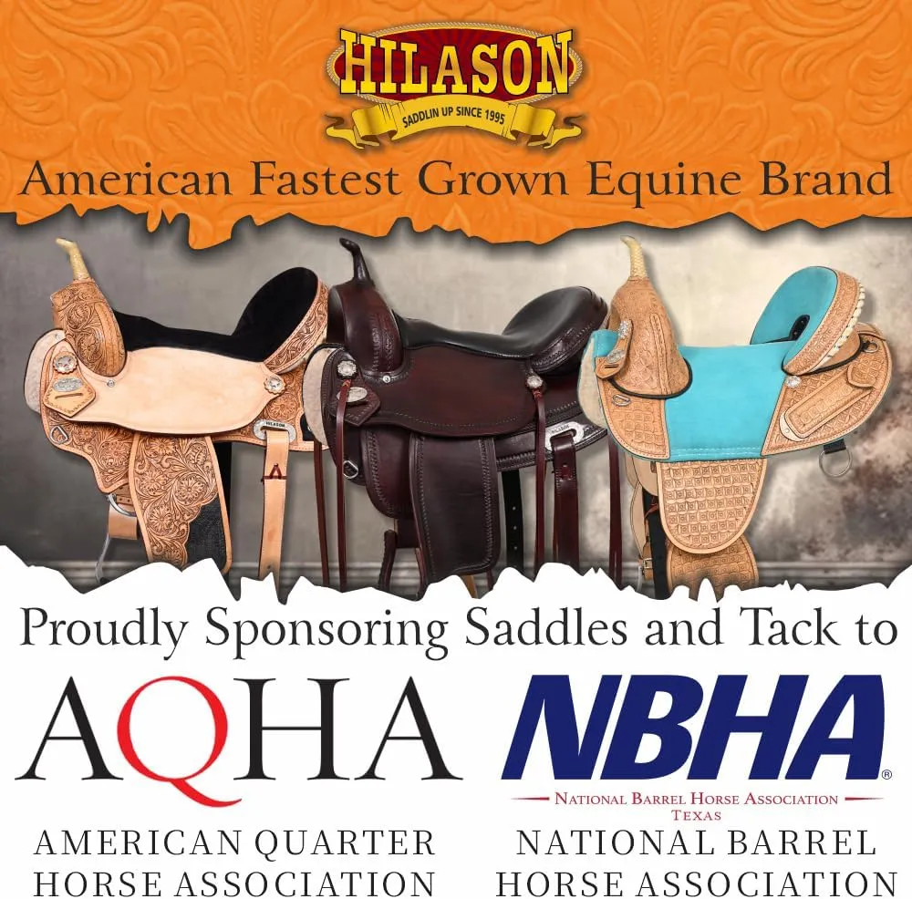 HILASON Western Horse Treeless Trail Barrel American Leather Saddle | Horse Saddle | Western Saddle | Treeless Saddle | Saddle for Horses | Horse Leather Saddle