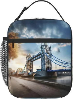Historic Old Tower Bridge London Insulated Lunch Bag For Men Women Lunchbox Designed For Office Work Travel