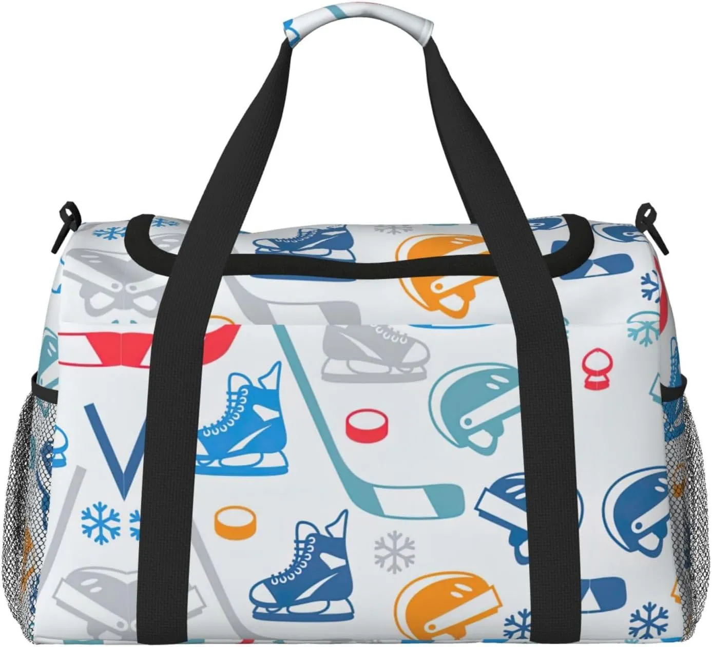 Hockey Elements Creative Patterned print Large Canvas Travel Duffel Bag Weekender Bags for Women Overnight Bag Carry On Tote Bag