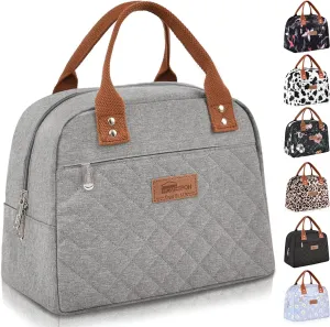 HOMESPON Insulated Lunch Bag for Women Men Adults Lunch Tote with Front Pocket Lunch Box Container Cooler Bag for Work Picnic (Grey)