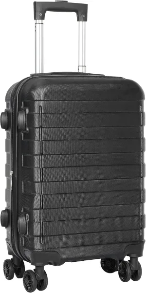 HomGarden 21 Inch Hardside Expandable Carry on Luggage, Travel Suitcases with Wheels and Lock (Black)