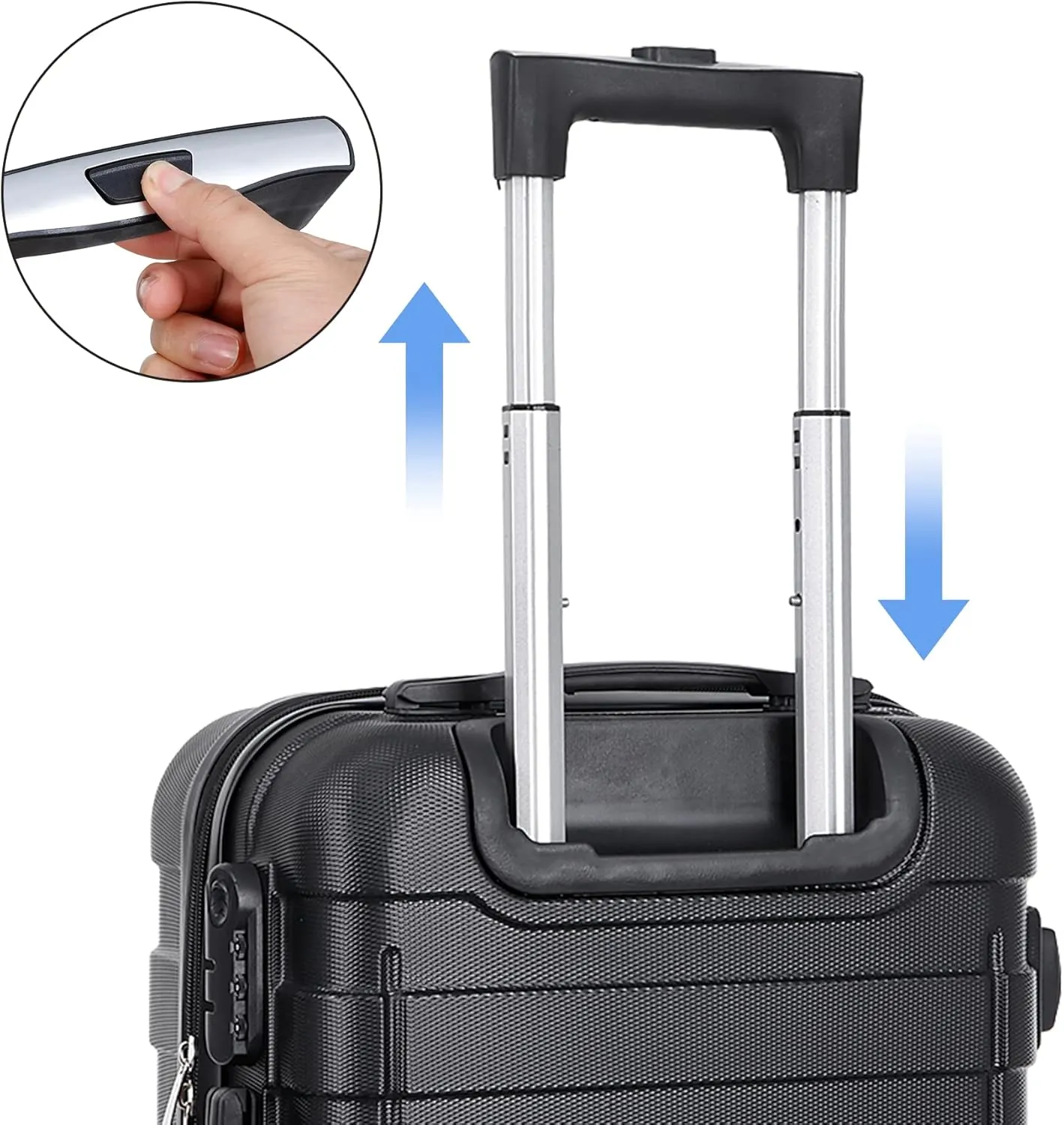 HomGarden 21 Inch Hardside Expandable Carry on Luggage, Travel Suitcases with Wheels and Lock (Black)