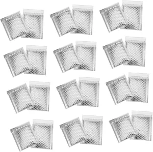 HOMSFOU 100 Pcs Bubble Padded Envelopes Self Sealing Mailers for Secure Shipping and present Wrapping Extra Protection for Items
