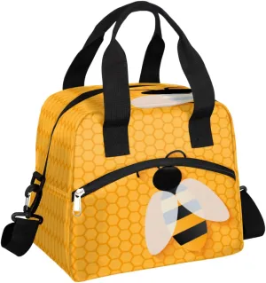 Honeybee Insulated Lunch Bag Women Reusable Lunch Tote for Adult Men Adjustable Shoulder Strap Cooler Durable Lunch Box for Office Work Picnic Travel