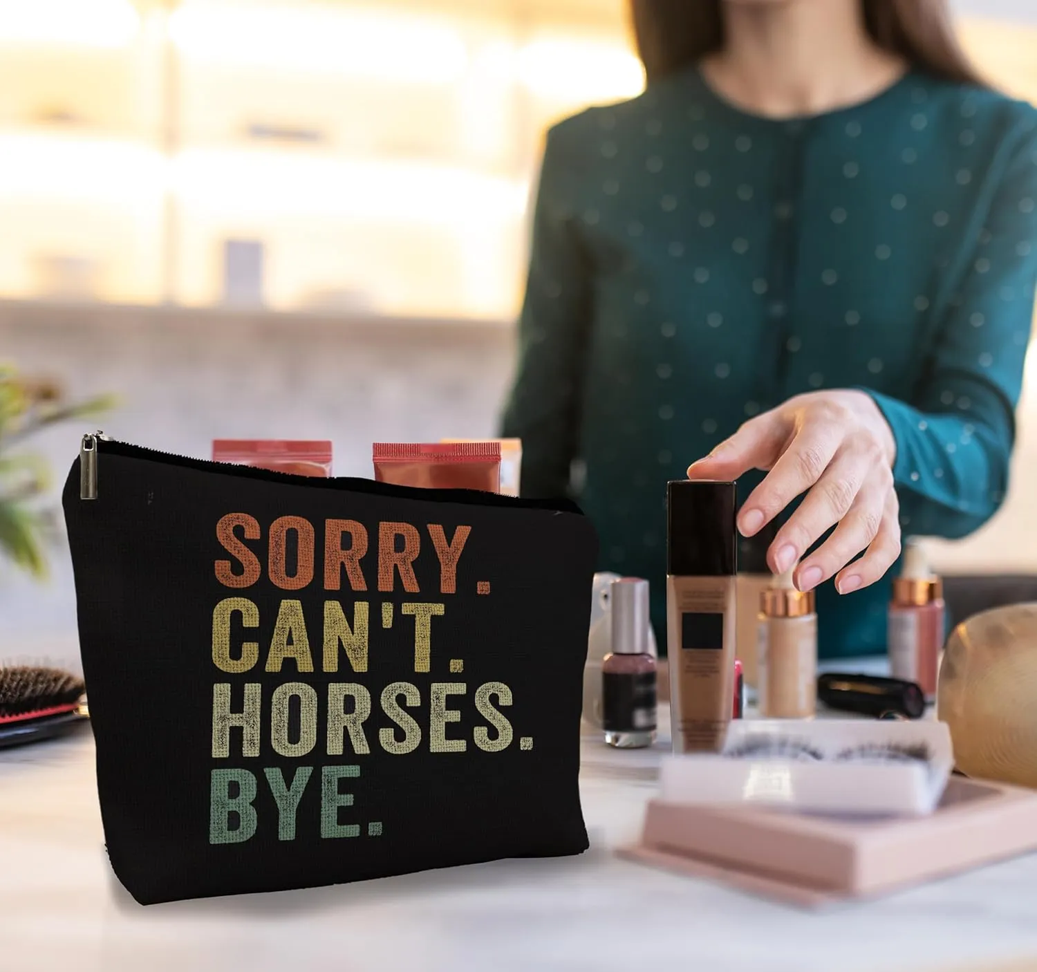 Horse Lover Cowgirl Rodeo Makeup Bag - Funny Gifts For Horse Lovers