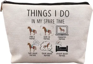 Horse Makeup Bag,Horse Stuff,Horse Gifts For Women,Cowgirl Gifts,Gifts For Horse Lovers,Animal Lovers Gifts For Women,Things I Do In My Spare Time Makeup Bag
