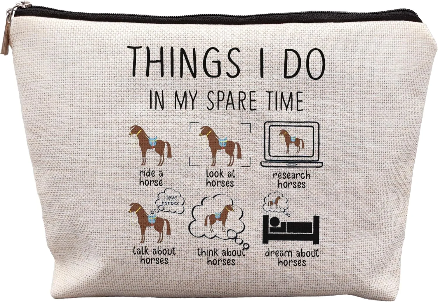 Horse Makeup Bag,Horse Stuff,Horse Gifts For Women,Cowgirl Gifts,Gifts For Horse Lovers,Animal Lovers Gifts For Women,Things I Do In My Spare Time Makeup Bag