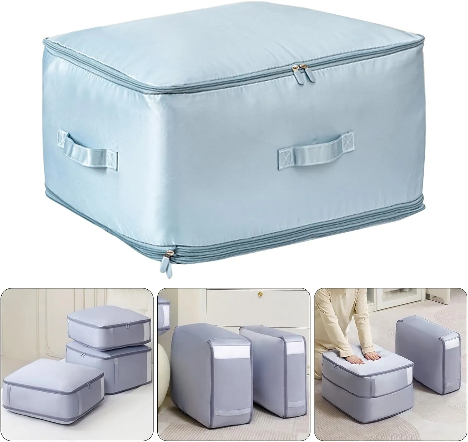 HUANGANG Large Comforter Storage Bag Functional Quilt Storage Bag With Carry Handles Space Saving Quilt Containers