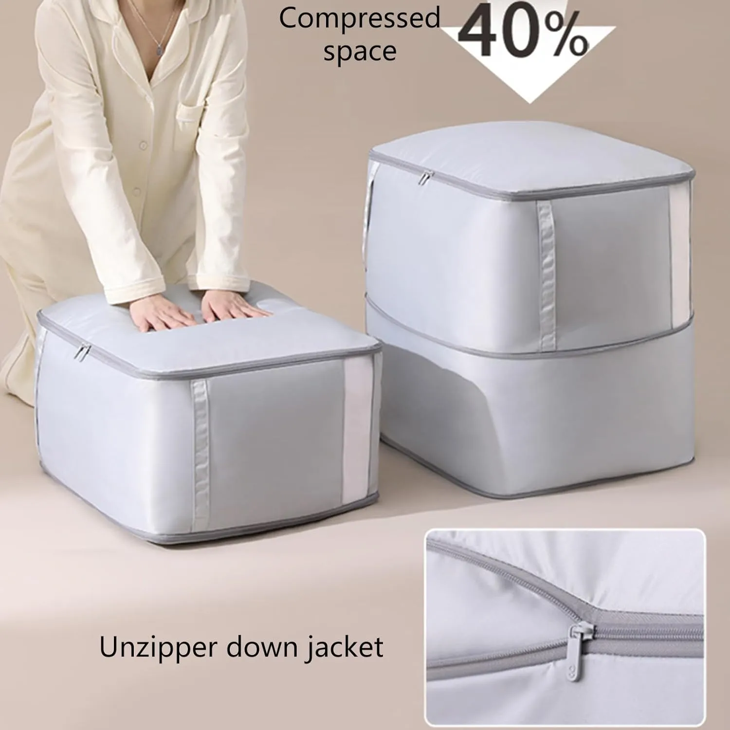 HUANGANG Large Comforter Storage Bag Functional Quilt Storage Bag With Carry Handles Space Saving Quilt Containers