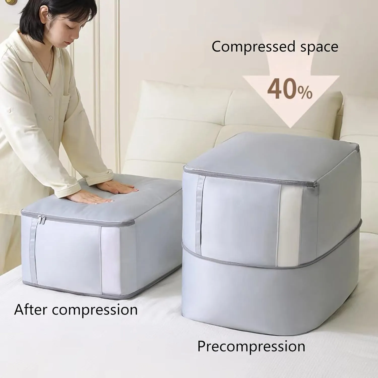 HUANGANG Large Comforter Storage Bag Functional Quilt Storage Bag With Carry Handles Space Saving Quilt Containers