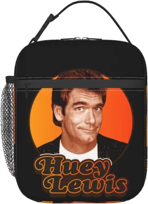 Huey Rock Lewis and The Musics News Lunch Bag Portable Insulated Lunch Box Large Capacity Tote Bag Zipper Net Pocket 10 L X 4 W X 8 H inches