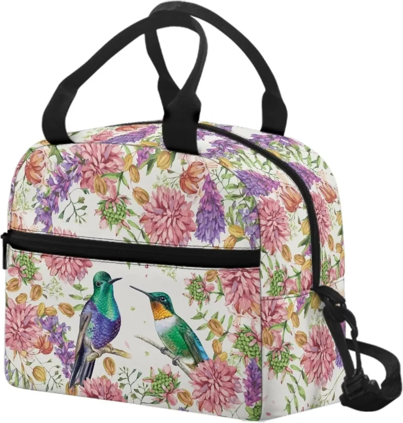 Hummingbird Lunch Bags Insulated Lunch Bag for Women Girls Lunch Tote Bags Portable Cooler Lunch Box Thermal Luncboxes Picnic Organzier for Picnic Beach School Work