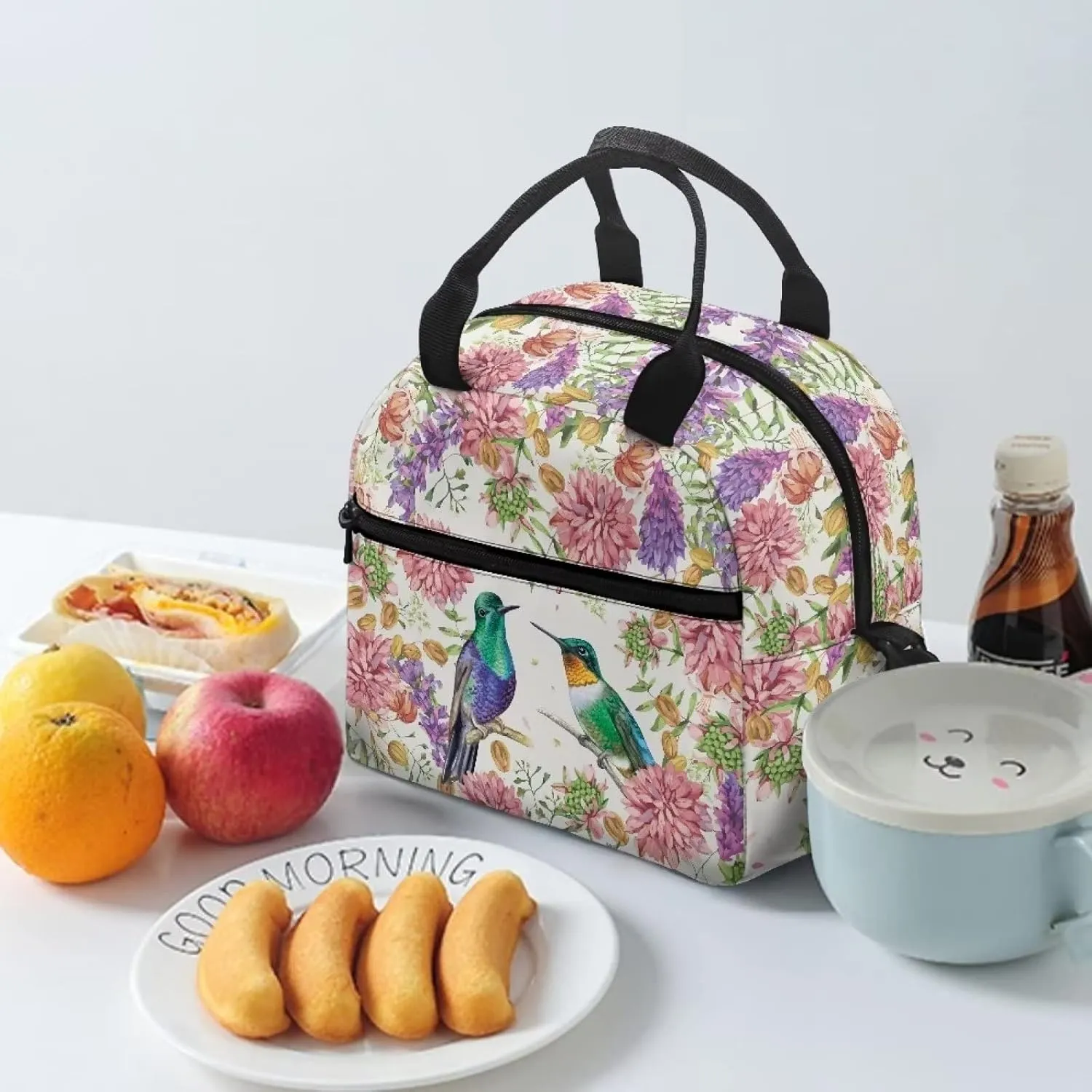 Hummingbird Lunch Bags Insulated Lunch Bag for Women Girls Lunch Tote Bags Portable Cooler Lunch Box Thermal Luncboxes Picnic Organzier for Picnic Beach School Work