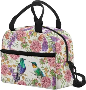 Hummingbird Lunch Bags Insulated Lunch Bag for Women Girls Lunch Tote Bags Portable Cooler Lunch Box Thermal Luncboxes Picnic Organzier for Picnic Beach School Work