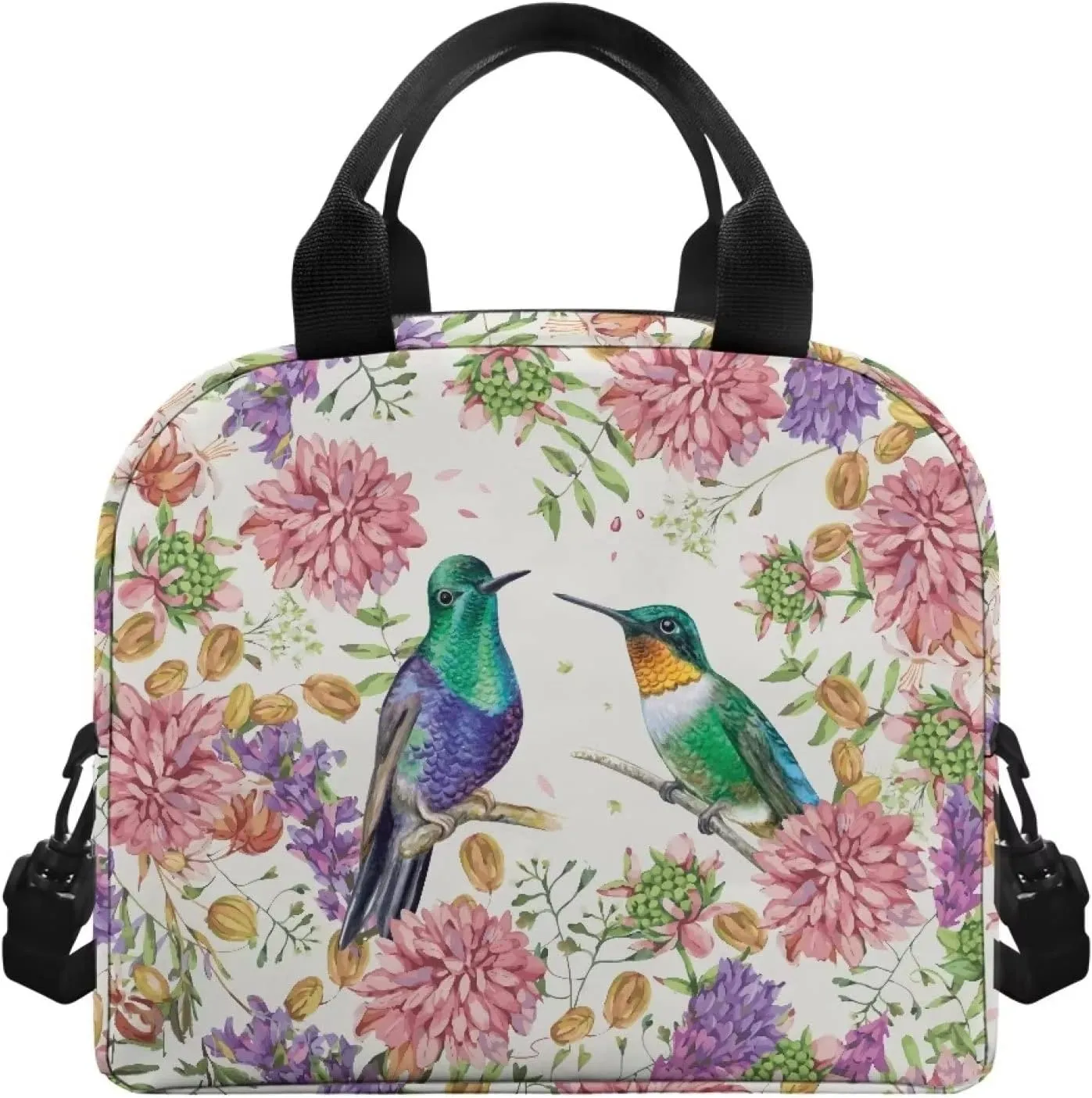 Hummingbird Lunch Bags Insulated Lunch Bag for Women Girls Lunch Tote Bags Portable Cooler Lunch Box Thermal Luncboxes Picnic Organzier for Picnic Beach School Work