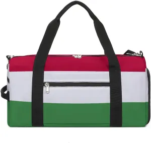 Hungary Flag Travel Gym Bag Waterproof Weekender with Shoe Compartment and Wet Pocket