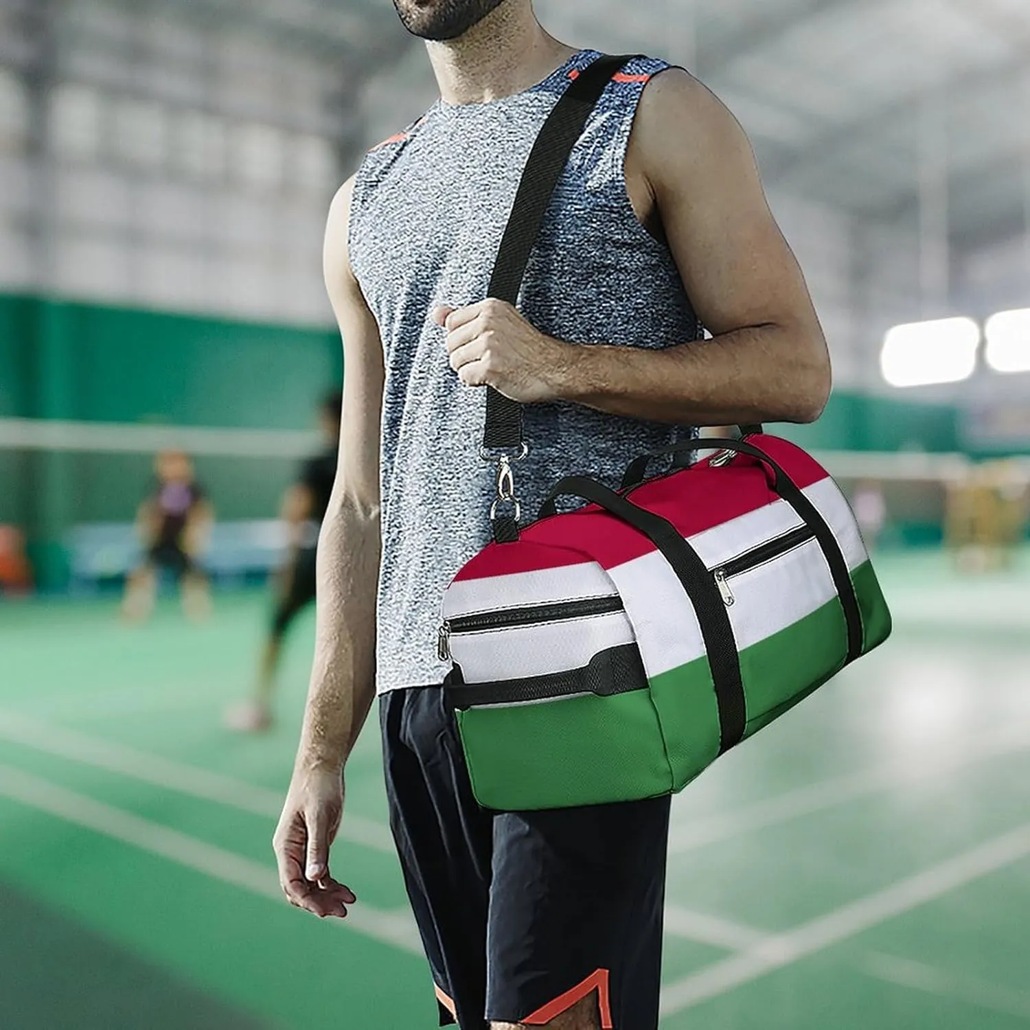 Hungary Flag Travel Gym Bag Waterproof Weekender with Shoe Compartment and Wet Pocket