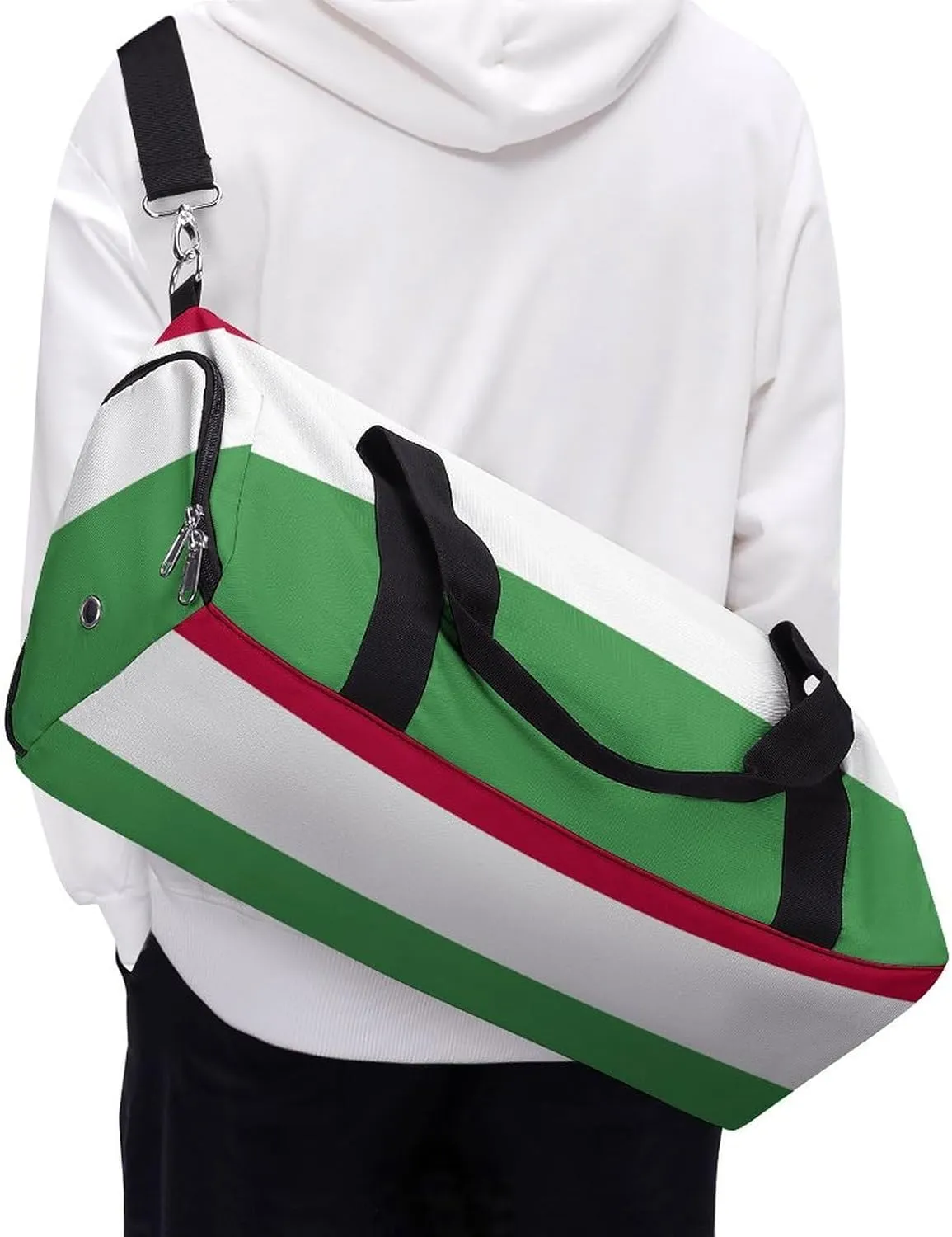 Hungary Flag Travel Gym Bag Waterproof Weekender with Shoe Compartment and Wet Pocket