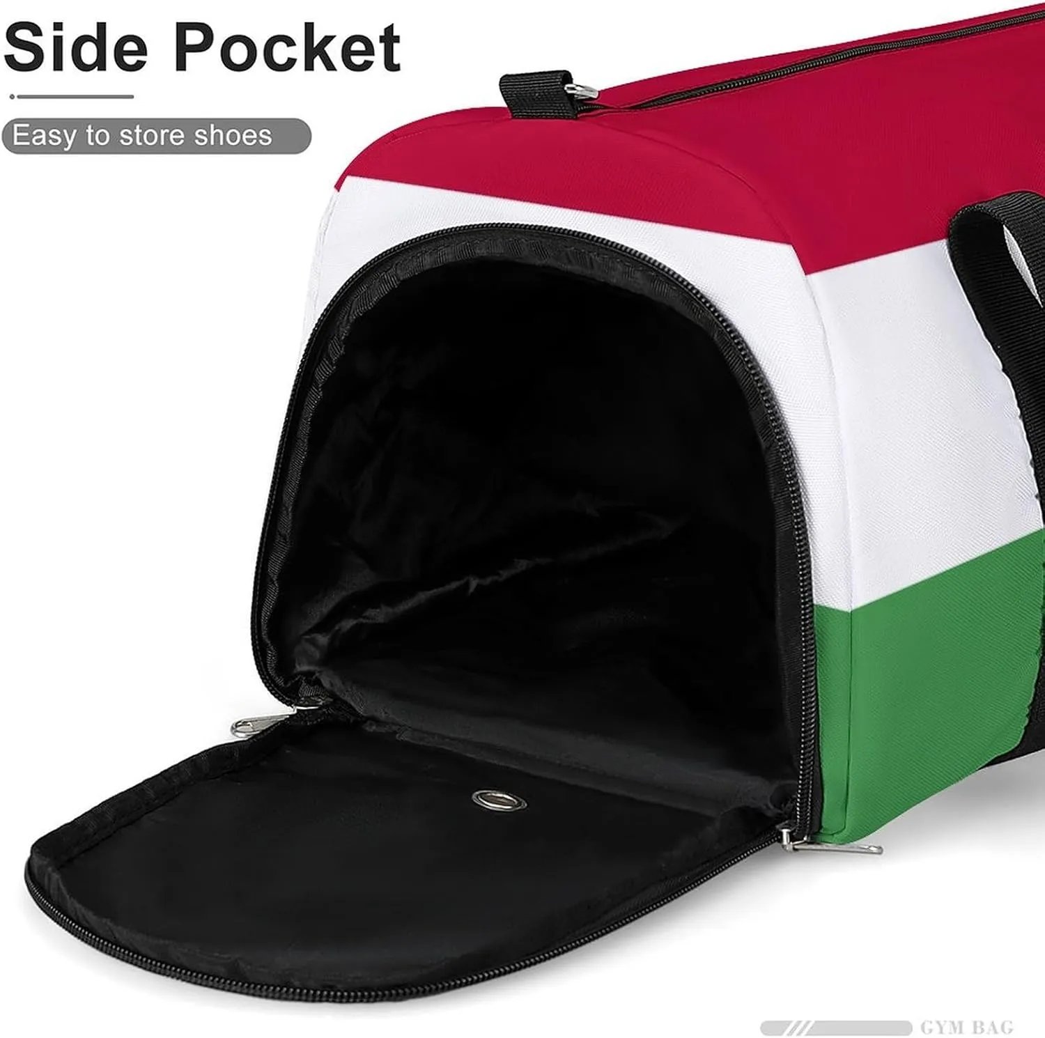 Hungary Flag Travel Gym Bag Waterproof Weekender with Shoe Compartment and Wet Pocket