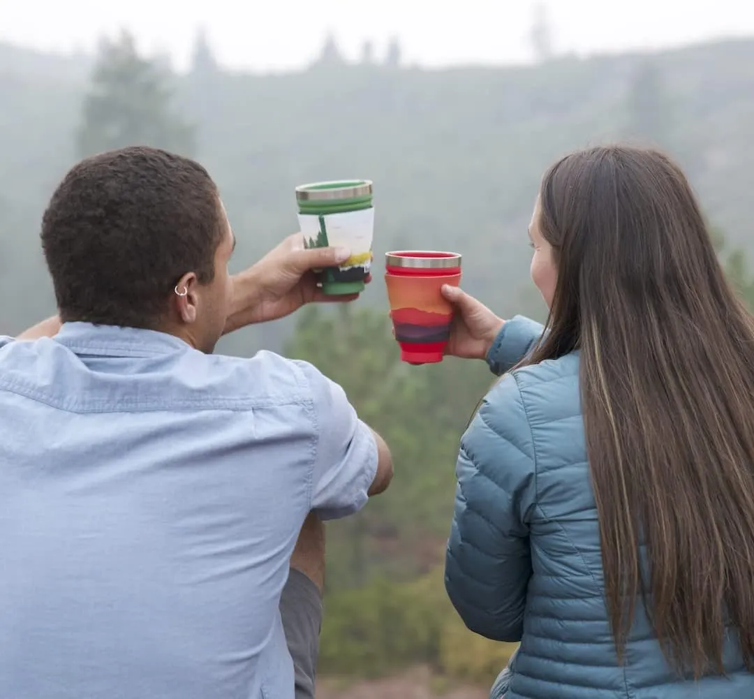 HYDAWAY Collapsible Drink Tumbler | Portable, Insulated, Hot & Cold Drink Cup for Coffee, Tea, Smoothies, Beer, Cocktails, Travel, Commuting, Camping, Events | 16oz Capacity (Ember)