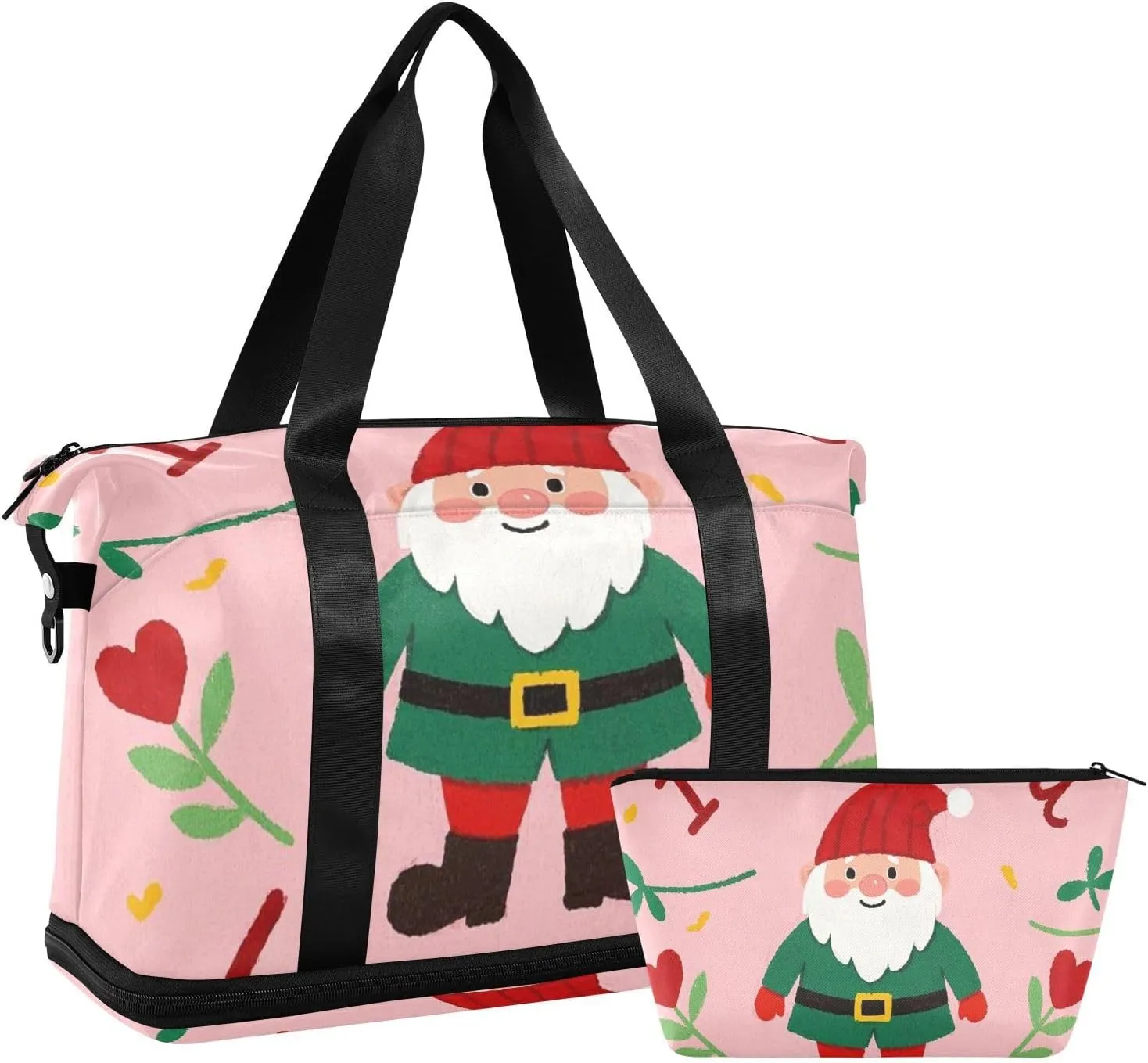 I Love Your Valentine Cartoon Dwarf Travel Bag Weekender/Overnight Duffel with Adjustable Strap for Workout Multifunctional