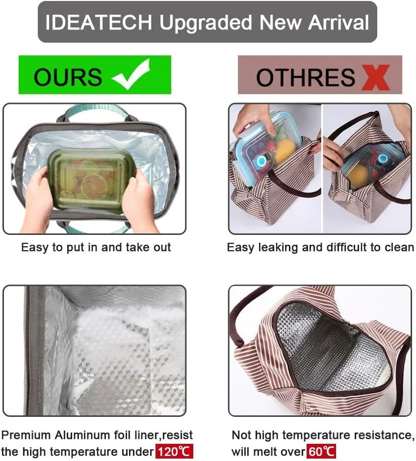 IDEATECH Insulated Lunch Bag Women, Leakproof Large Lunch Box, Reusable Lunch Cooler Bag with Adjustable Strap, Lunch Tote Bag for Work Women, Teal Lunch Tote Bags Gifts for Woman, Mom(Green)