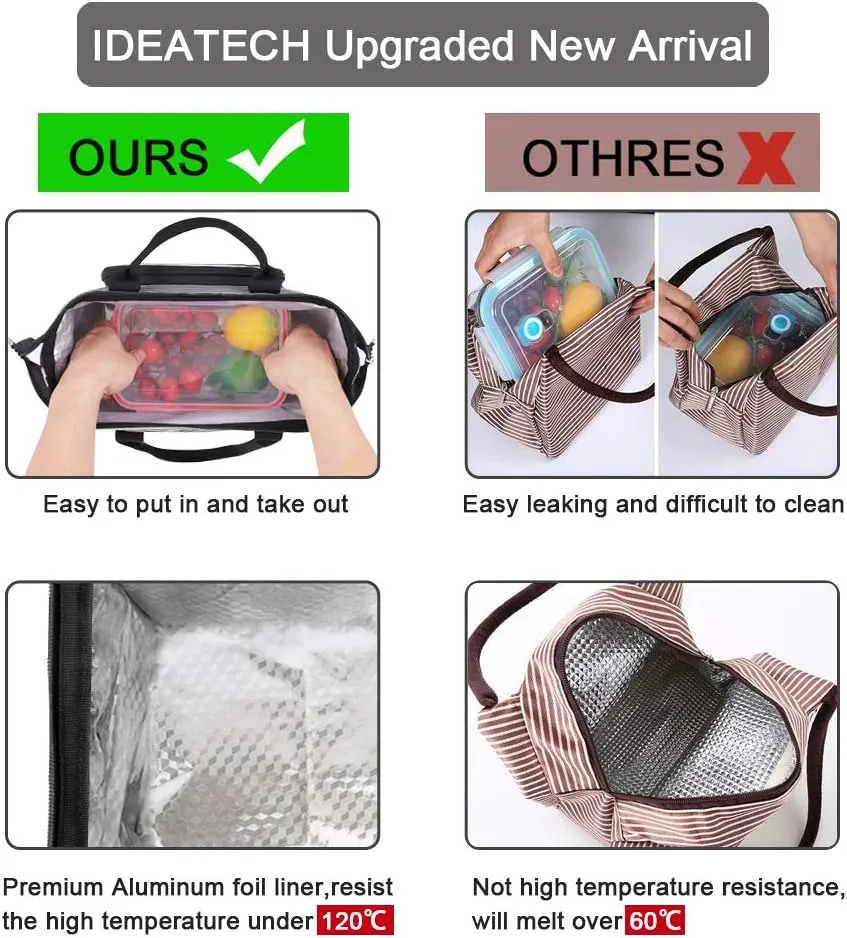 IDEATECH Lunch Bags for Women, Insulated Lunch Bag for men, Large Reusable Tote Bag, Leakproof Cooler Lunch Bags for Work, Cute Reusable Lunch Bags, Womens Lunch Bag for Office Picnic(Purple)
