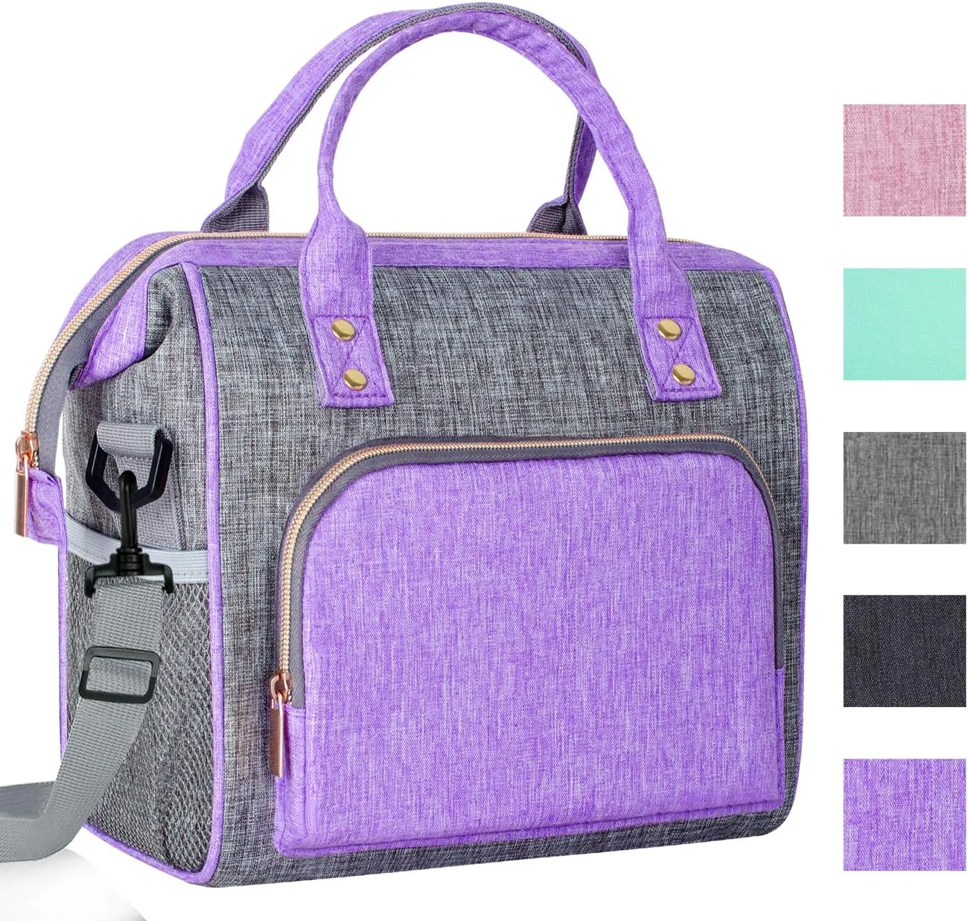 IDEATECH Lunch Bags for Women, Insulated Lunch Bag for men, Large Reusable Tote Bag, Leakproof Cooler Lunch Bags for Work, Cute Reusable Lunch Bags, Womens Lunch Bag for Office Picnic(Purple)