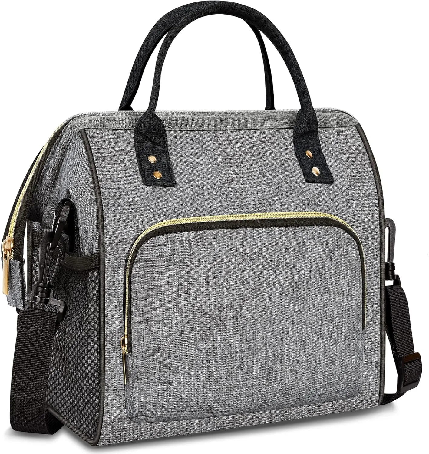 IDEATECH Lunch Bags for Women Insulated, Lunch Cooler Bag for Work, Leak Proof Large Lunch Tote Bag, Lunch Bag with Adjustable Shoulder Strap for Office/Picnic/Fishing/Beach(Grey)