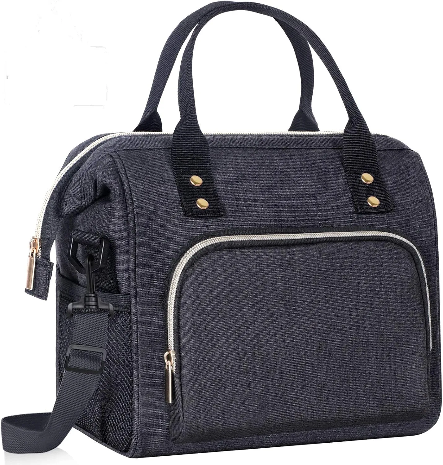 IDEATECH Lunch Box for Men, Insulated Lunch Bag, Leak Proof Lunch Cooler Bag Insulated for Work, Black Lunch Tote Bags Women with Adjustable Shoulder Strap(Black)