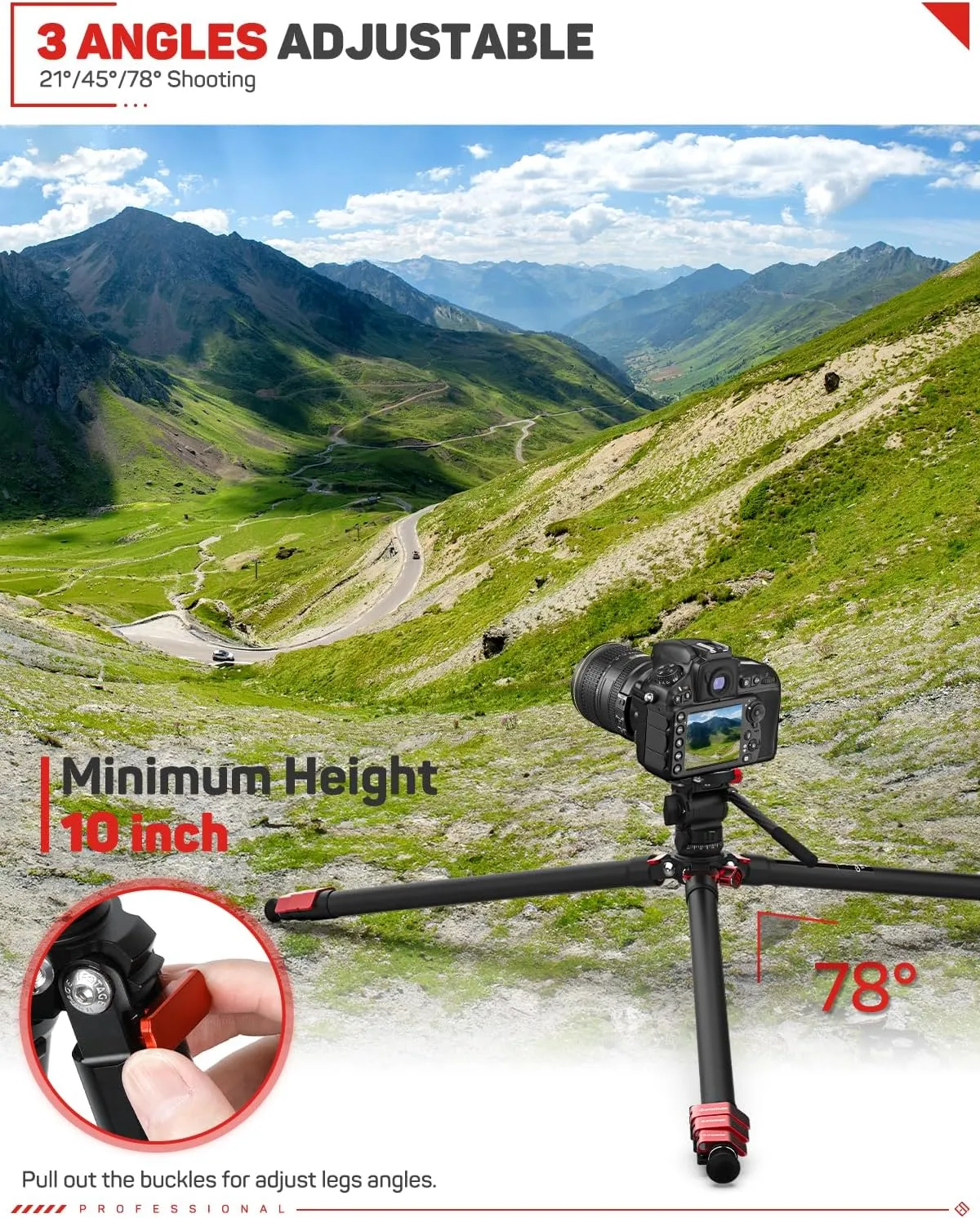 IFOOTAGE Tripod Kit, 62" Aluminum Tripod with Fluid Head, Lightweight Camera Tripod Kit, Portable Travel Tripod Kit, Compatible with Sony Canon Nikon SLR Camera - Gazelle TA3B K3
