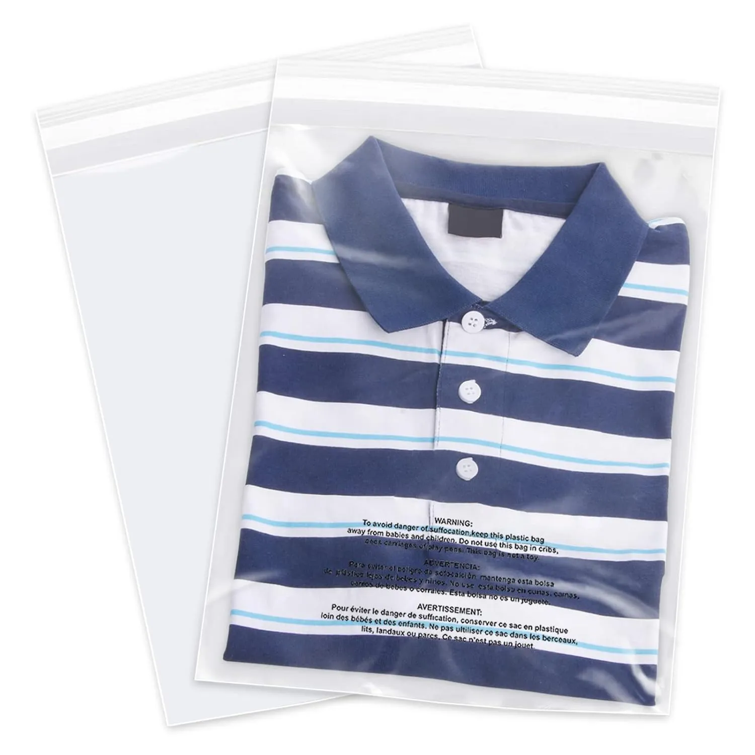 iMailer - 100 Count - 12" x 15" Clear Plastic Poly Bags with Suffocation Warning for Clothing, T-Shirts,Shipping, Packaging -Resealable Adhesive,Not Strong