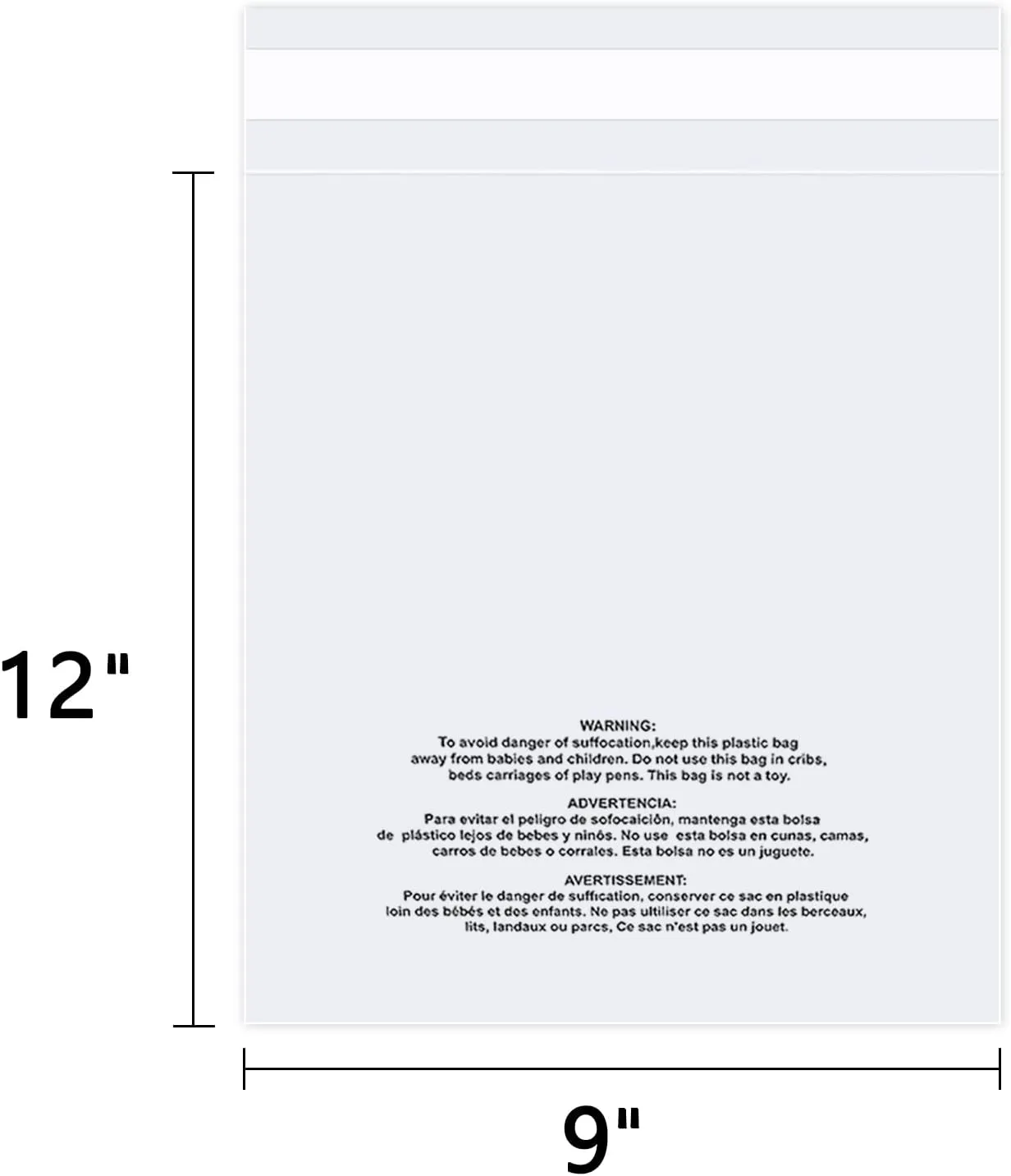 iMailer - 200 Count - 9" x 12" Clear Plastic Poly Bags with Suffocation Warning Self Seal for A4, Documents, Clothing, Shipping, Packaging - Resealable Adhesive, Not Strong