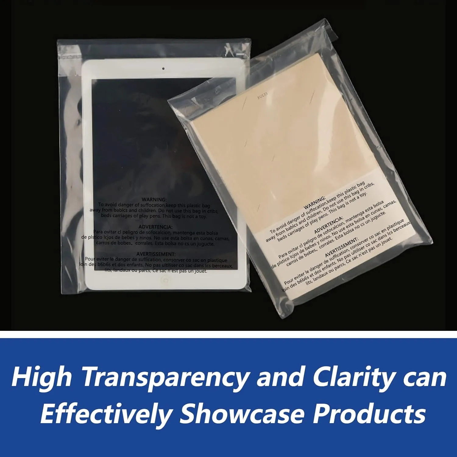 iMailer - 200 Count - 9" x 12" Clear Plastic Poly Bags with Suffocation Warning Self Seal for A4, Documents, Clothing, Shipping, Packaging - Resealable Adhesive, Not Strong